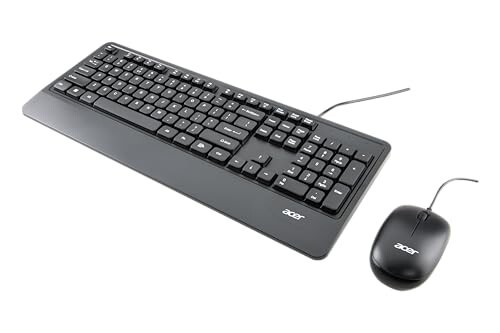 Acer PalmEase Wired Keyboard & Mouse Combo with Palm Rest – Black