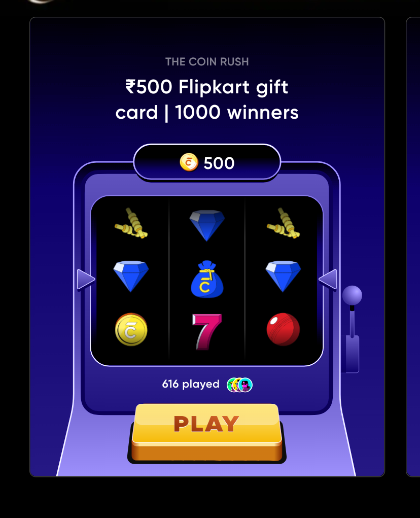 CRED - Flipkart gift card @15% discount, Amazon @ 10% discount- Play Spin Using 500 cred coins