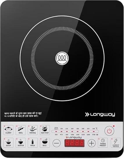 Longway Cruiser IC PB 2000 Watt Induction Cooktop with Auto Shut-Off & Over-Heat Protection With 8 Cooking Mode & BIS Approved (Black, Push Button)