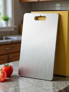 SMARTKIDS Stainless Steel Chopping Board Vegetable,Fruit Cutting, Kneeding, Cake Prep, Heavy Duty Chopping-Board (Size 31.8CM X 21CM) Stainless Steel Cutting Board