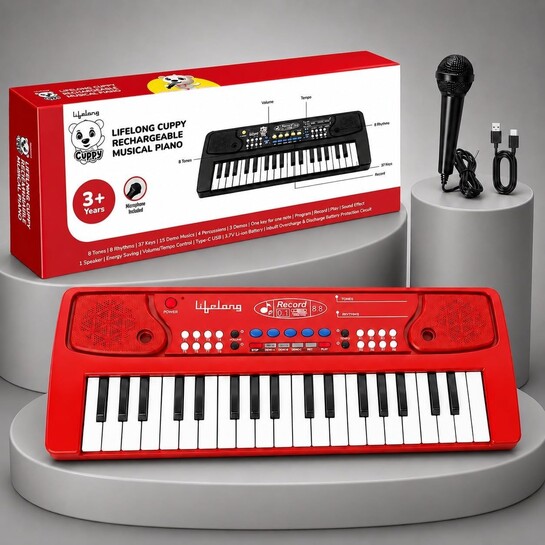 Wireless Rechargeable Piano Keyboard for Baby & Kids with Mic, Single Speaker, Portable Keyboard Piano, Type C Charging, Long Battery Life Musical Keyboard Gift for 2-8 Yrs 
