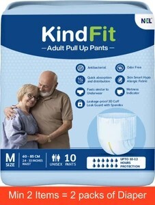 Kindfit Pull UP Pants,Medium,Waist Size (60-85 Cm |24 -33 Inch) Adult Diapers - M