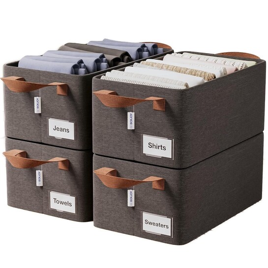 BOXJOY 4 Pcs Wardrobe Cloth Organizer for Storage Box with Label Card ...