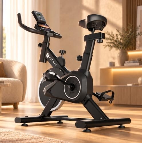 Fitkit by Cult FK8001 Spin Bike | LCD display with Tablet Holder | Adjustable Brake Pad Resistance with Belt Drive System for Fitness at Home Workouts | Max Weight : 130 kg (Black)