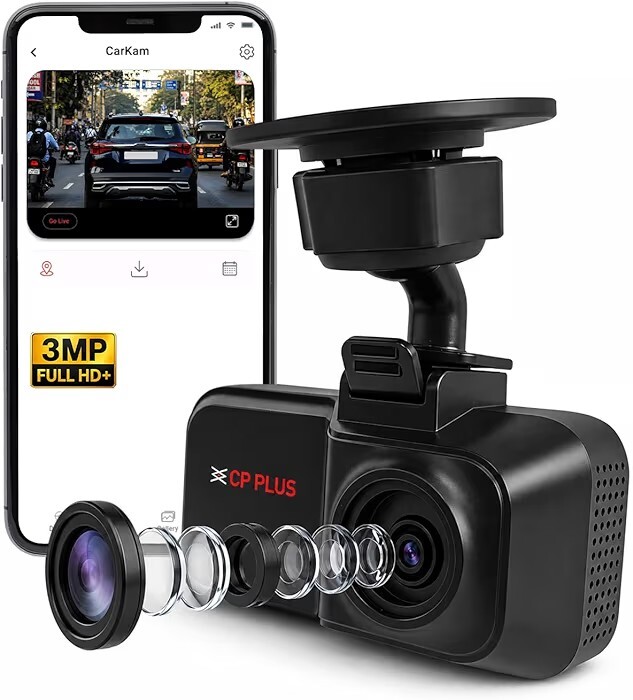 CP PLUS Dash Cam for Car CP-W310 | 2K 3MP Full HD+ Single Channel Dashcam | 1296P Recording | Built-in Microphone | WiFi (AP Mode)
