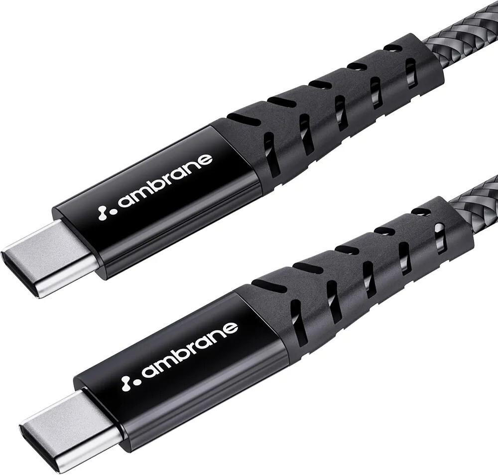 Ambrane Unbreakable 60W Fast Charging 1.5M Braided Type C to Type C Cable for Smartphones, Tablets, Laptops & Other