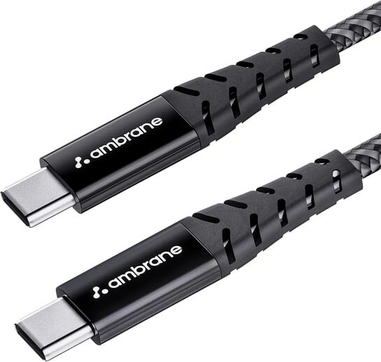 Ambrane Unbreakable 60W Fast Charging 1.5M Braided Type C to Type C Cable for Smartphones, Tablets, Laptops & Other