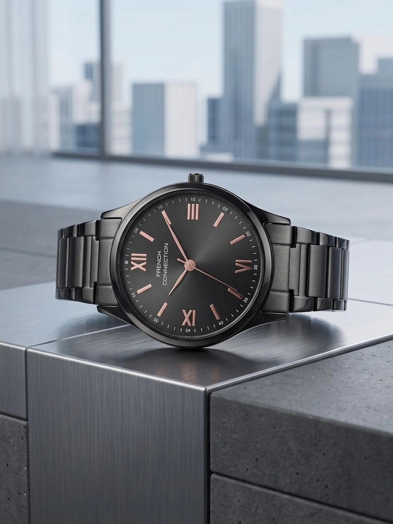 French Connection Men Dial & Stainless Steel Bracelet Style Straps Analogue Watch 