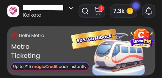 Buy Metro Ticket from Magicpin get Rs.15 Cashback