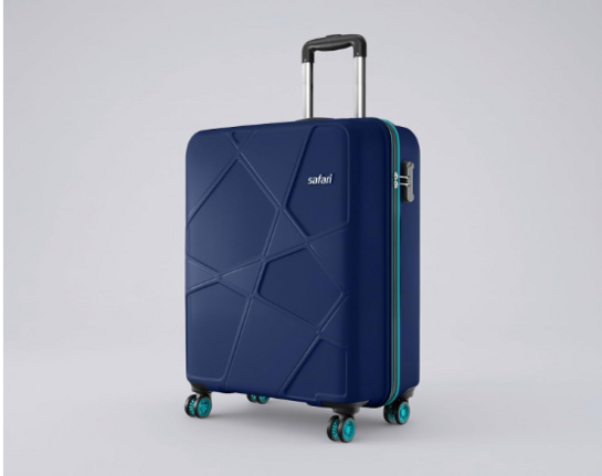 Safari Cabin Pentagon Pro 8 Wheels Spinner 55Cm Trolley Bag Hard Case Polypropylene, 360° Wheeling Carry on Luggage for Men & Women, Suitcase for Travel, Navy