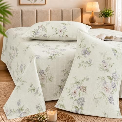Cortina Cloud Cotton King Size Bedsheet with 2 Pillow Covers | Super Soft, Breathable & Skin-Friendly Bedsheet for Double Bed King Size White Floral Print| (White,270x250 cm)