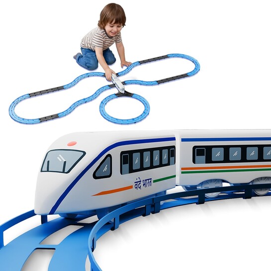 Vande Bharat Toy Train 43 Pcs Track Set for Kids, Electric Toy Train Set