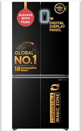 Haier 520 L 3 Star Lumiere Frost Free Triple Inverter French Door Side by Side Refrigerator (HRB-600EK, Ebony Black Steel, Magic Convertible Zone, Deo Fresh Technology, 2026 Model)