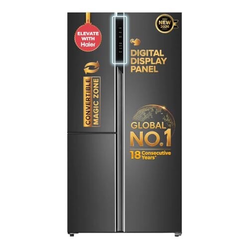 Haier Smart Choice 598 L 3 Star Frost Free Expert Inverter 3-Door Side by Side Refrigerator 