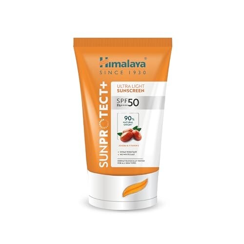 Himalaya Sun Protect+ Ultra Light Sunscreen SPF 50 PA++++ | Sweat Resistant No White Cast Sunscreen for All Skin Types (30g)