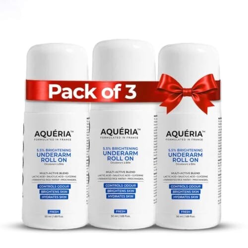 Aqueria Pack of 3 Underarm Brightening Roll-On for Men & Women 