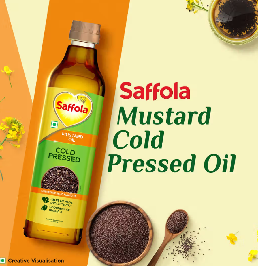 Saffola Cold Pressed Mustard Oil | 100% Cold Pressed Mustard Seed Oil 2L (Rs 167/L)