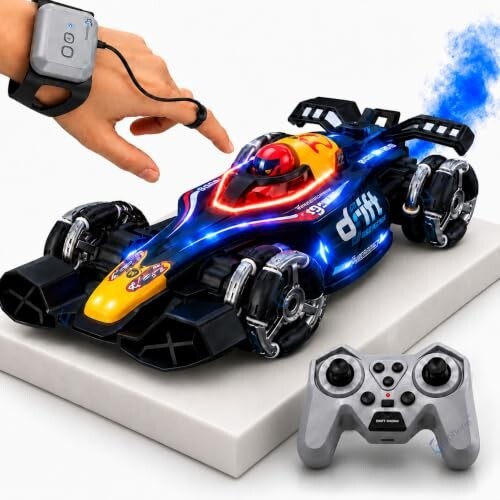 Graphene 1:14 RC 4WD Gesture Sensing Drift Stunt Car | 360° Rotation, RGB Lights, Smoke & Music
