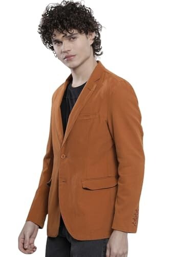 The Indian Garage Co Men's Slim Fit Solid Cotton Blazer