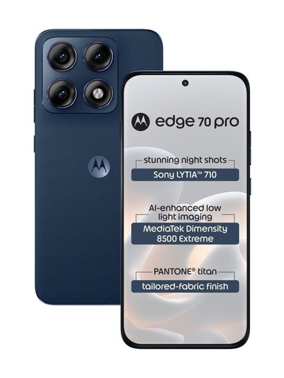 MOTOROLA edge 70 pro (Blue), 256 GB) (12 GB RAM) (Tailored Fabric - PANTONE Titan