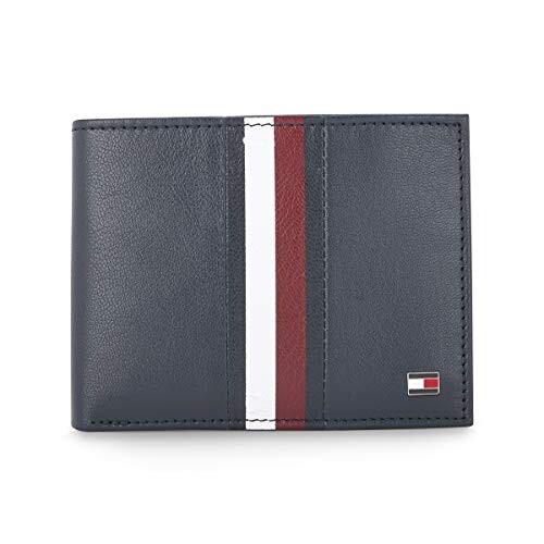 Tommy Hilfiger Men's Passcase Wallet Rane - Navy | 2 Compartments | 10 Cards Slots | Stylish Men's Leather Wallet
