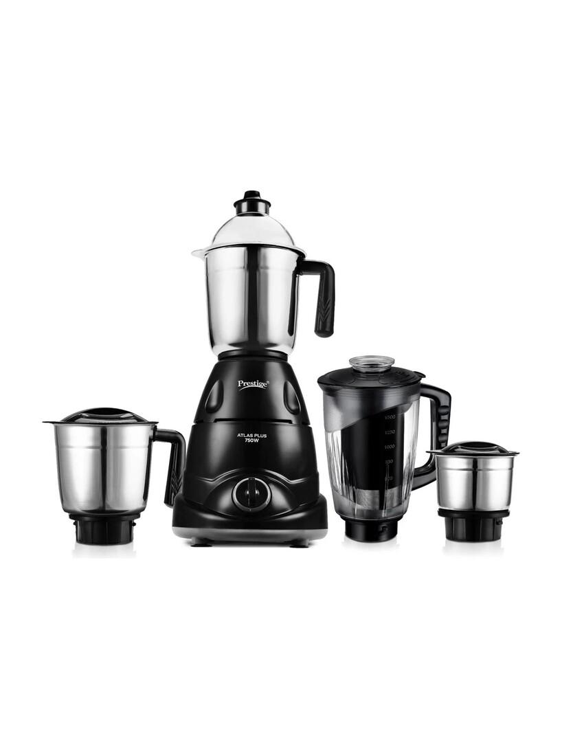 Prestige Plus 750 W Juicer Mixer Grinder (Atlas Plus | 4 Jars | with Flow Breaker Design | Black, Grey)