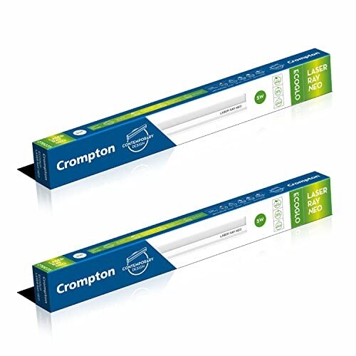 Crompton Laser Ray Smile 1 Feet 5W LED Batten| Energy Efficient Batten for Home | Cool Daylight | Pack of 2