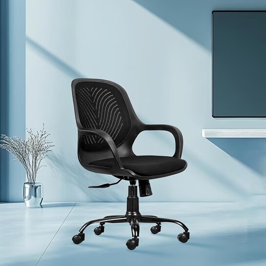 ROSE® Zaria | 3 Years Brand Warranty | Ergonomic mesh mid-Back Office Chair, Perfect for Study, Work from Home, revolving, Rolling Computer Desk Chair (Black, Revolving) : Amazon.in: Home & Kitchen