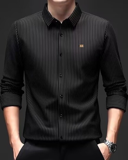 Men Striped Regular Fit Shirt with Spread Collar
