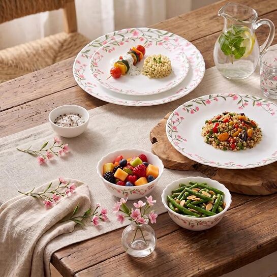 La Opala Novo Spring Meadows Ten item Opalware Dinner Set