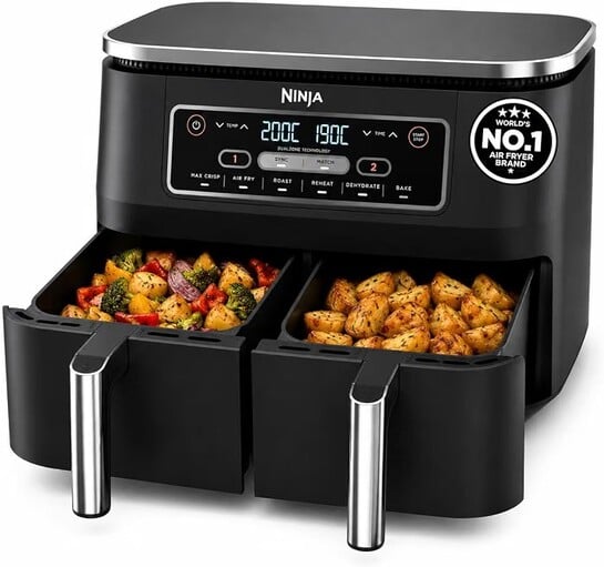 Ninja Foodi Dual Zone Air Fryer AF300IN| 7.6L Dual Drawer Air Fryer
