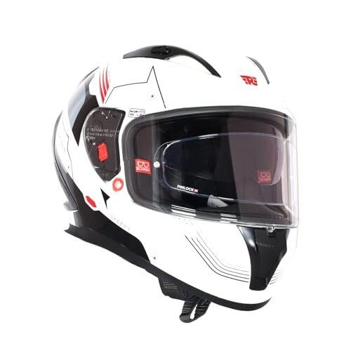 Royal Enfield SPEEDX Full FACE Blitz with Sun Visor & aerodynamic Spoiler | Polygiene Fabric Off-White (L) 60 CM