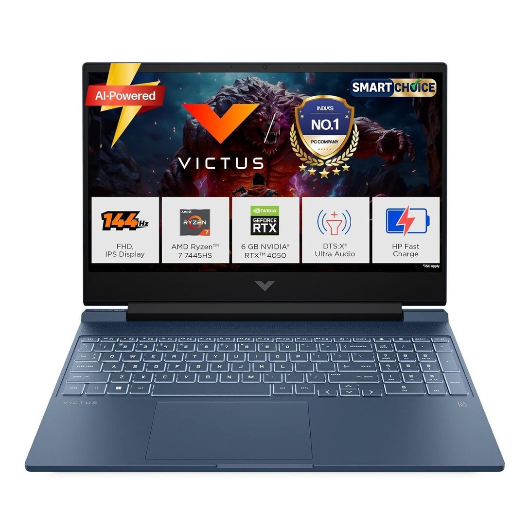 HP Victus Smartchoice, AMD Ryzen 7 7445HS, 6GB RTX 4050, 16GB DDR5(Upgradeable) Laptop