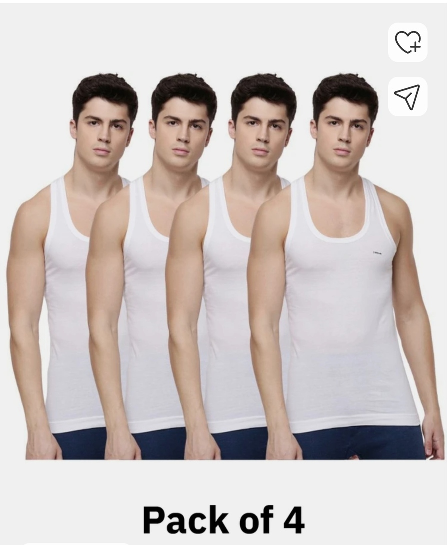 Dollar  Pack of 4 Dollar Lehar Men Combed Cotton Round Neck Vest