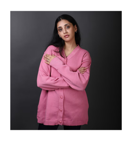 Maisha Cardigans Women Sweater Pink - L (Jaipur Available)
