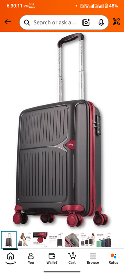 Footloose by VIP Head Spin 8-Wheel Cabin Hard Case Trolley Bag (Brown) | Lightweight Polypropylene Luggage with Combination Lock & 3-Year Warranty