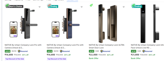 Native by Urban Company Lock Pro Smart Door Lock with HD Camera, Doorbell Connect & 7-Way Unlock