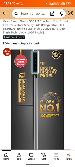 Haier smart choice 598 L refrigerator