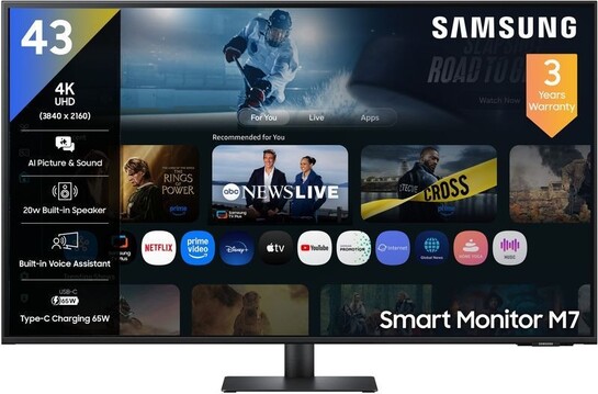 Samsung M7 Series 107.9 cm (43 inch) 4K Ultra HD LED Backlit VA Panel with In-built Speaker, Smart TV Apps, AirPlay, Wi-Fi, Bluetooth, USB, Type-C,