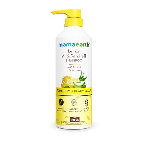 Mamaearth Lemon Anti-Dandruff Shampoo with Lemon, ZPTO, Climbazole, Aloe Vera for Itchy & Flaky Scalp 