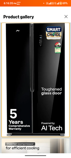 Godrej 600L 3 Star 5 Years Comprehensive Warranty Smart Convertible Zones | Toughened Glass Door | Frost Free Inverter (2025 Model, RS EONVELVET 600C RIT BK GL, Black Glass)