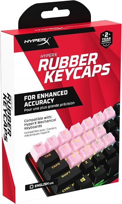 HyperX Rubber Keycaps – Gaming Accessory Kit, 19 Keys, English (US) Layout, Pink 