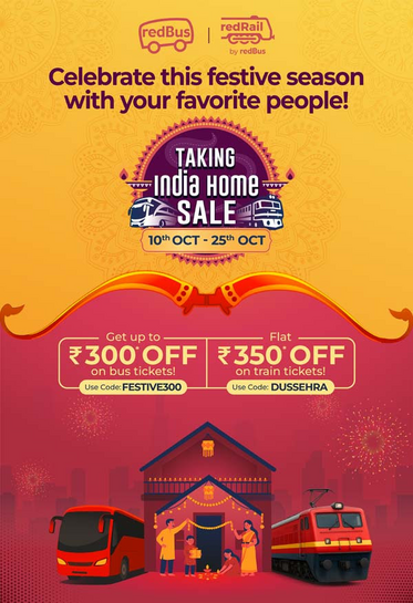 Taking India Home Sale | Get upto 300* on Bus | Get 350* on train|