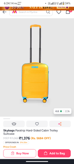 Skybags cabin trolley luggage bag