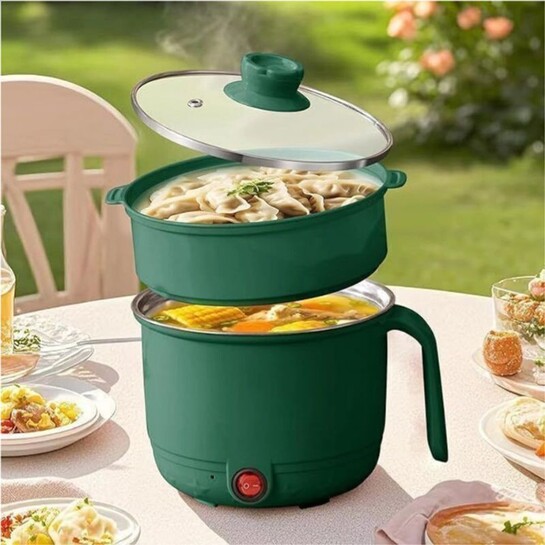 Electric Mini Cooking Pot with Glass Lid (Multi-Purpose Cooker, Egg Boiler & Steamer)