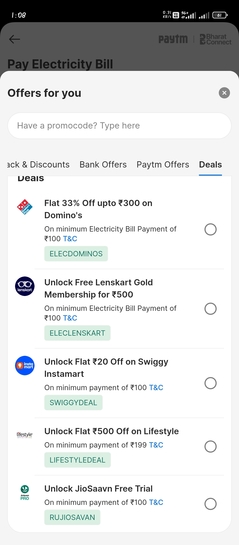 Paytm :do recharge/emi/electricbill/lpg book above 100+ get flat 20 swiggy gv