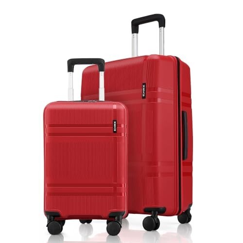 HRX Helium 2-Piece Luggage Set (Cabin + Medium) Red Polypropylene