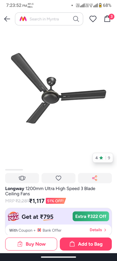 Longway ceiling fan 