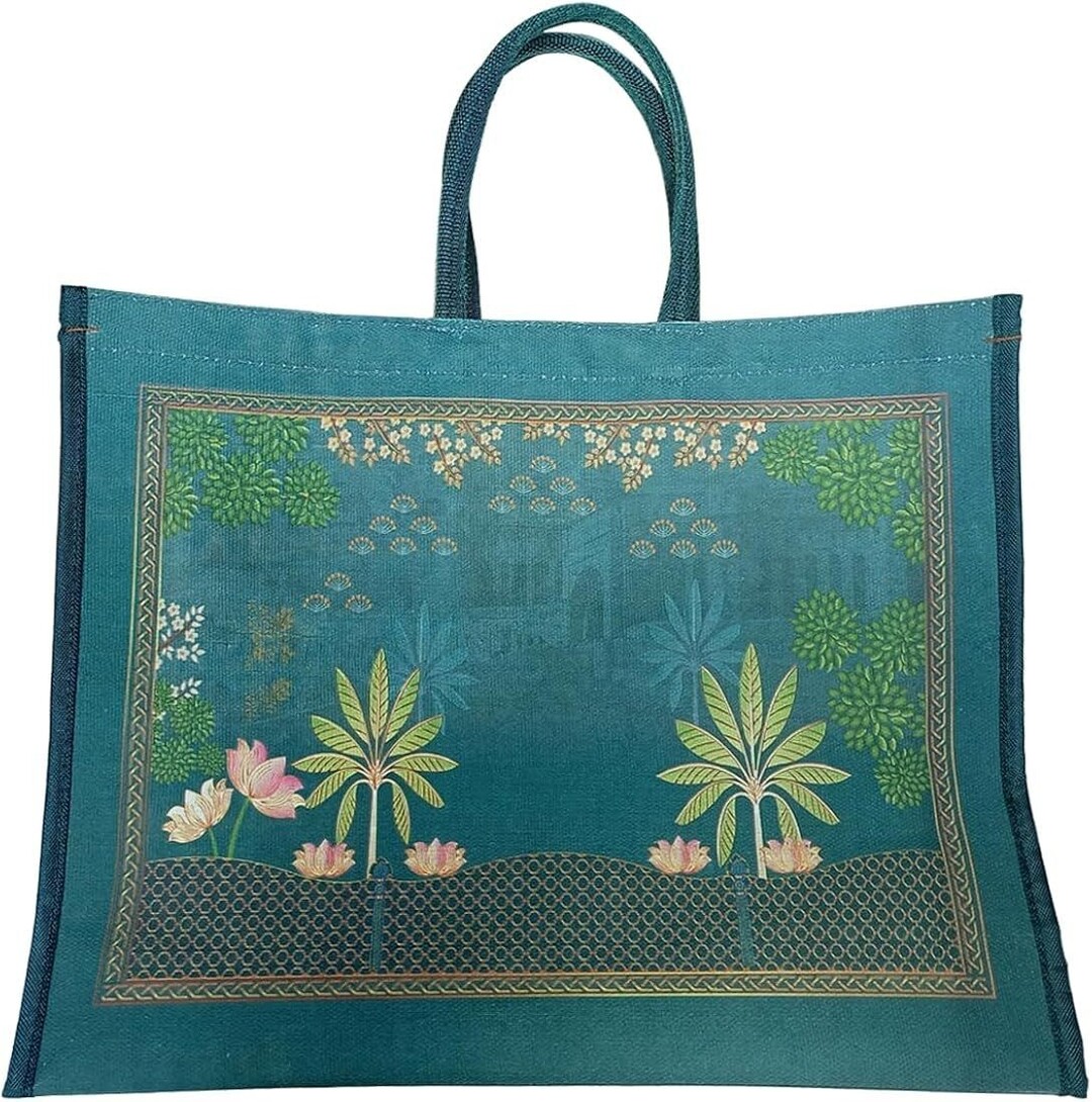 SHIBUI Big Heavy Duty Large Eco Waterproof Cotton Canvas Cloth Grocery Shopping Bag for Men Ladies Vegetable Milk Fruits with Hand Carry Handle Lunch Box Jhola Tote Bags