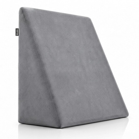CareFoam Memory Foam Wedge Pillow for Bed 18 x 18 x 10 Inch Grey Velvet